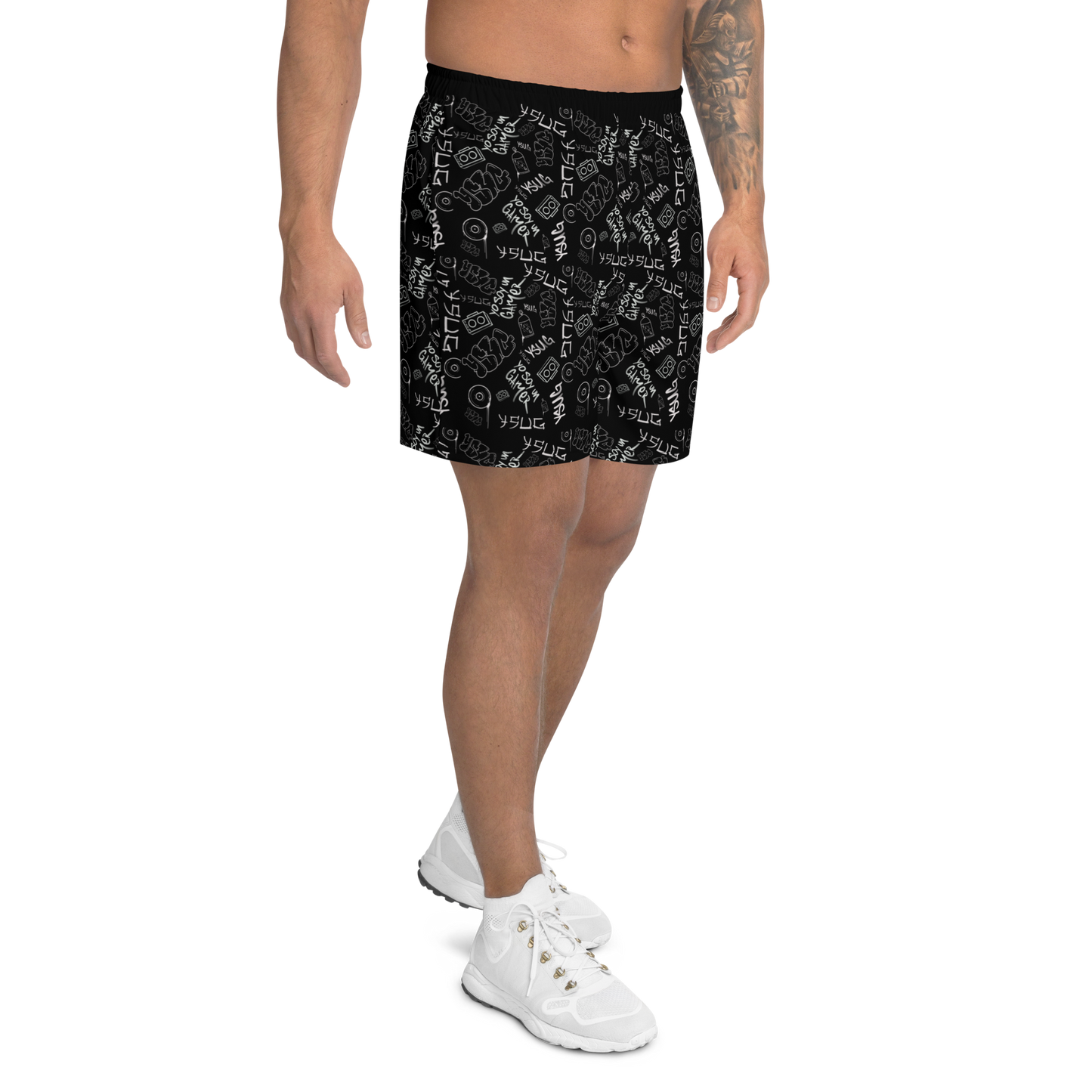 YSUG Funky Beats - Men's Athletic Long Shorts (Black)